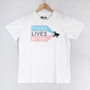 Threadless Rerun Island T Shirt Adult Large White Trans Lives Matter Graphic Tee